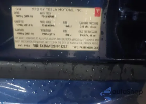 2015 Tesla Model S 70D/85D/P85D from USA, damaged, VIN 5YJSA1E26FF112821
